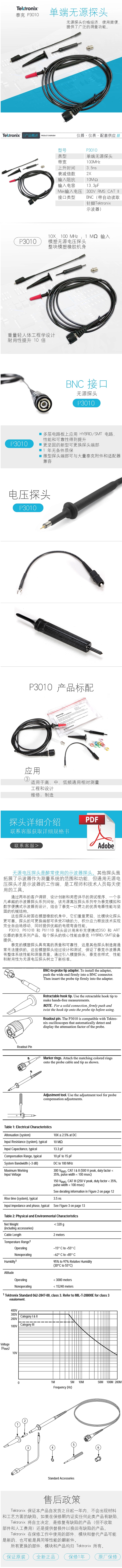 泰克數(shù)字示波器探頭P3010(圖1)