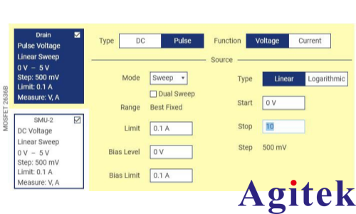 使用KickStart軟件對MOSFET進行脈沖I-V特性表征(圖10) 使用KickStart軟件對MOSFET進行脈沖I-V特性表征(圖10)