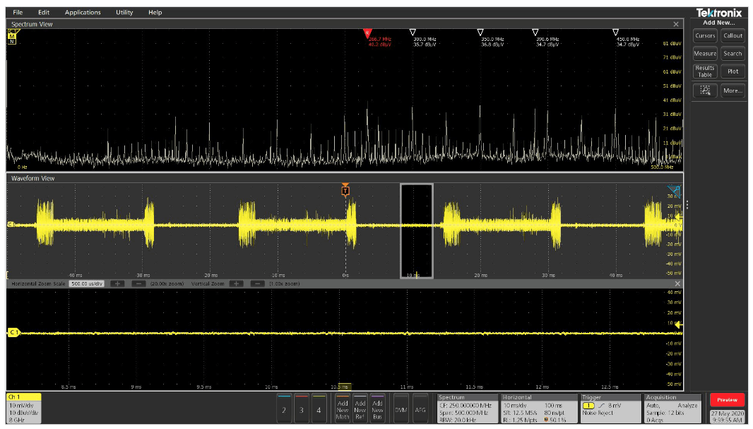 如何使用泰克4、5和6系列混合信號示波器逐步排除電磁干擾(圖11) 如何使用泰克4、5和6系列混合信號示波器逐步排除電磁干擾(圖11)
